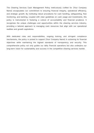 Free Cleaning Services Cash Management Policy Template to Edit Online