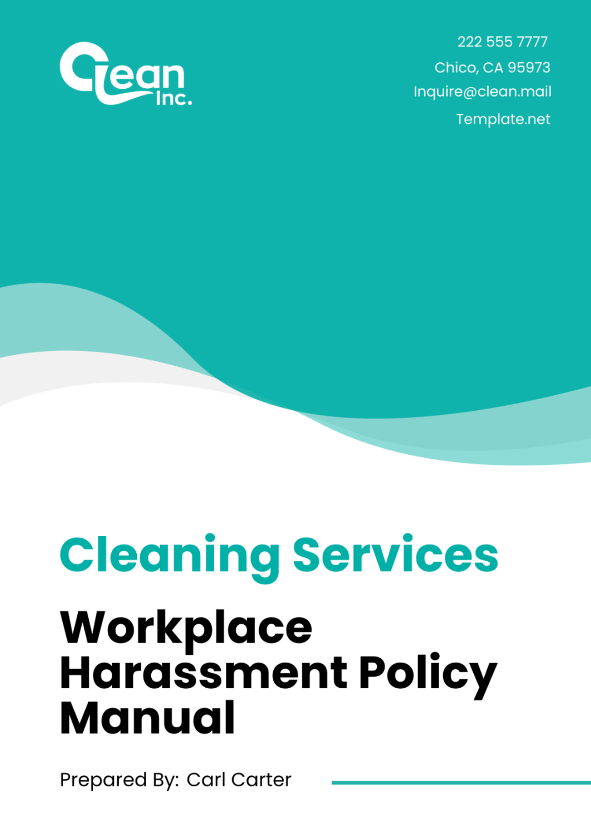 Free Cleaning Services Workplace Harassment Policy Manual Template