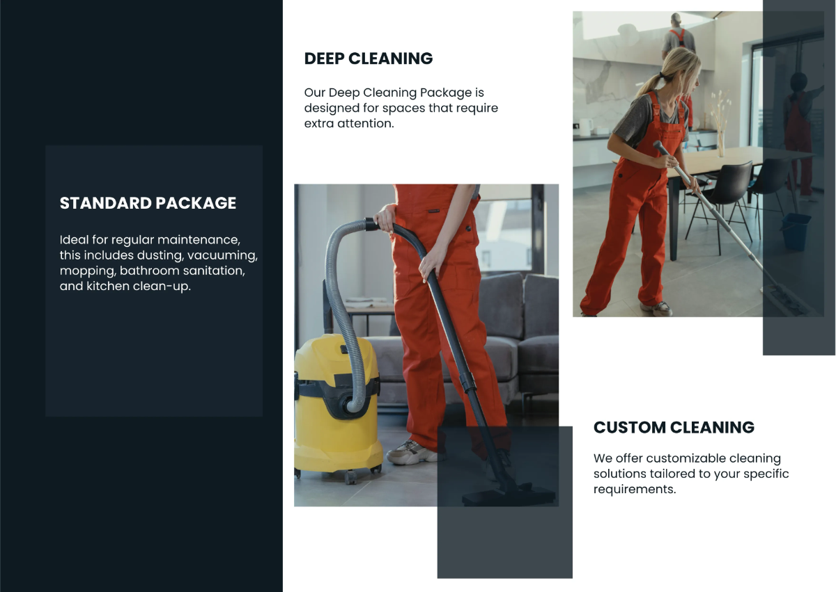 Free Professional Cleaning Packages Brochure Template to Edit Online