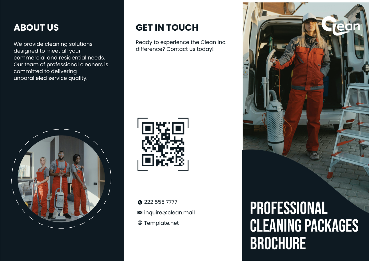 Free Professional Cleaning Packages Brochure Template