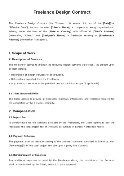 Free Freelance Design Contract Template to Edit Online