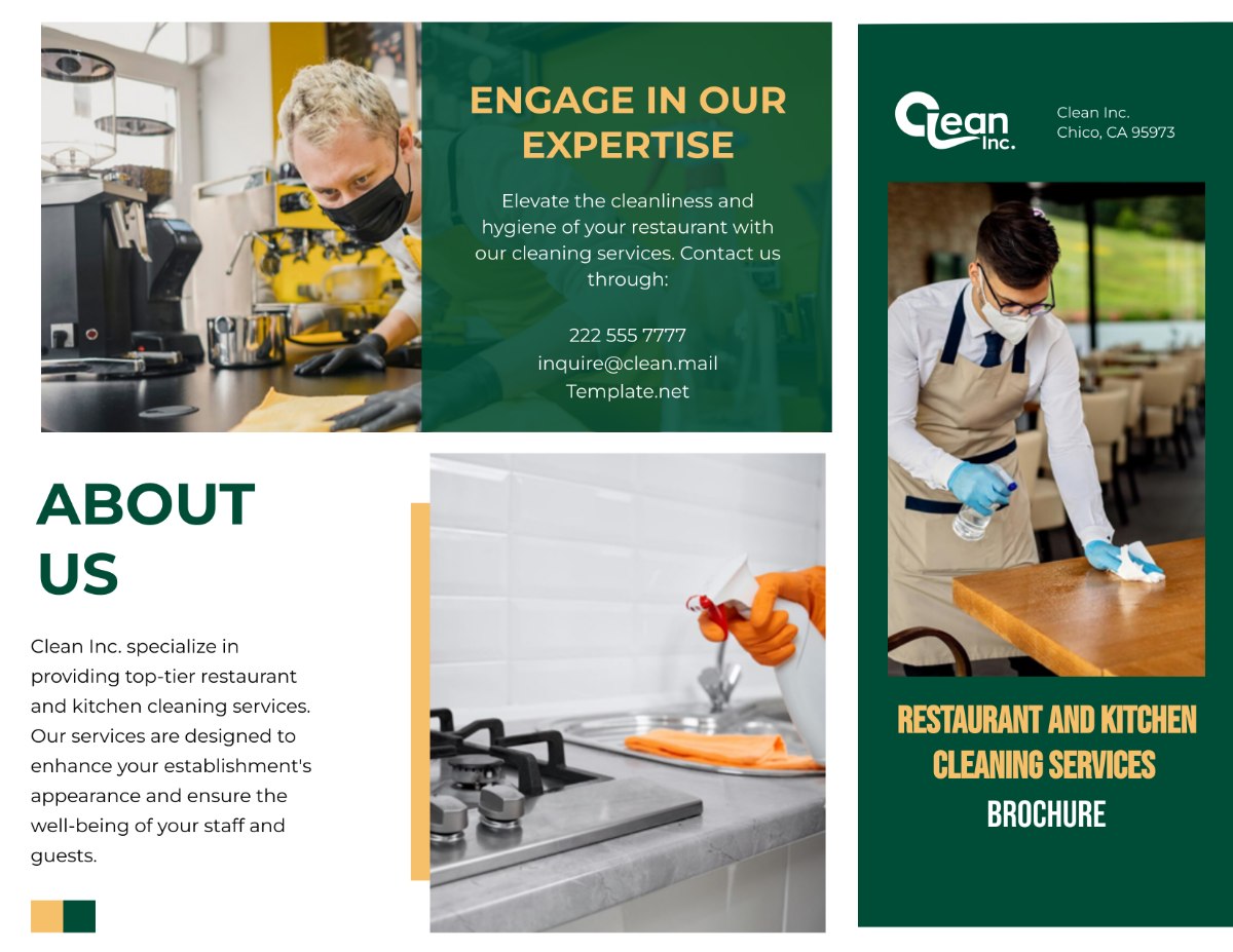 Restaurant and Kitchen Cleaning Services Brochure Template