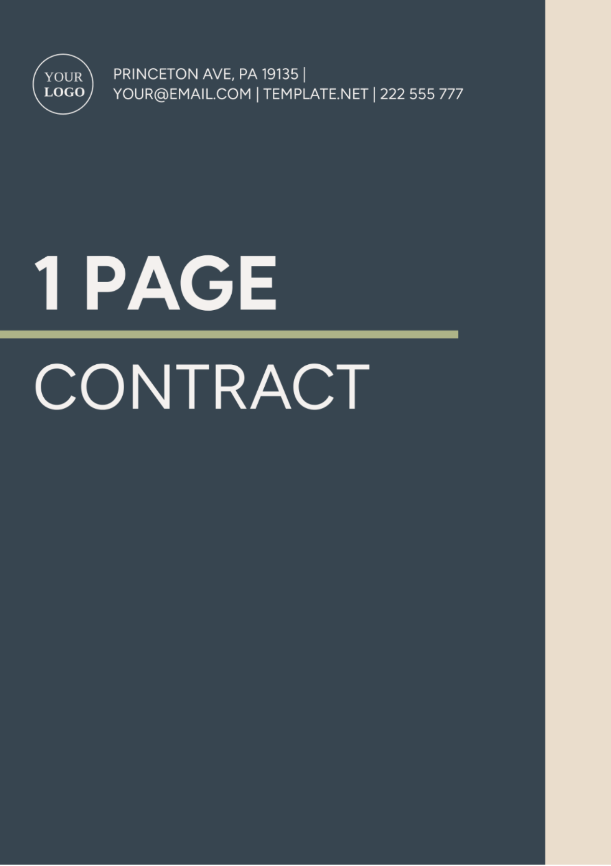 1 Page Contract Template Edit Online & Download Example