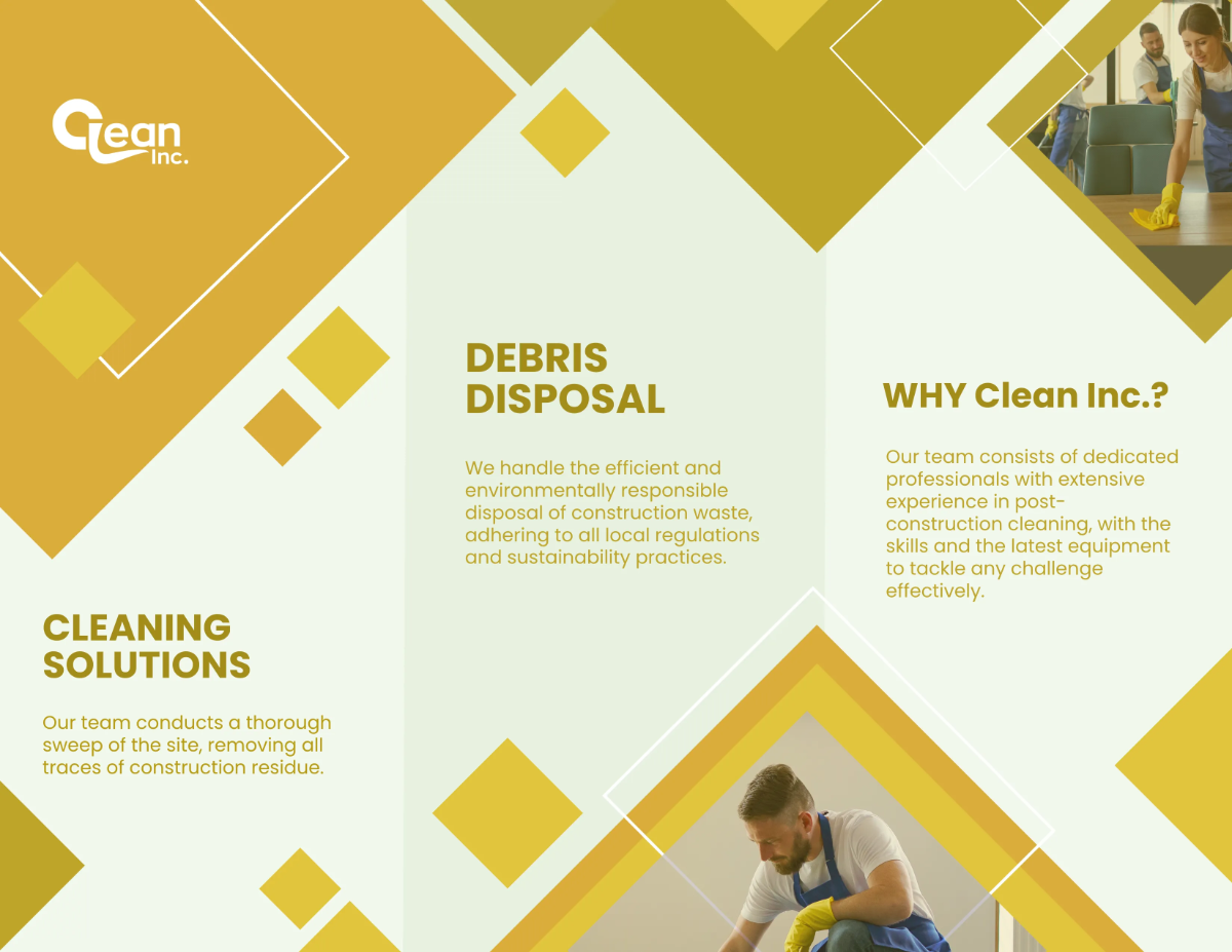 Free Post-Construction Cleanup Services Brochure Template to Edit Online