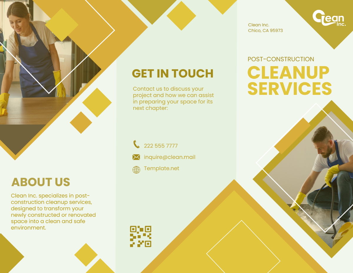 Free Post-Construction Cleanup Services Brochure Template