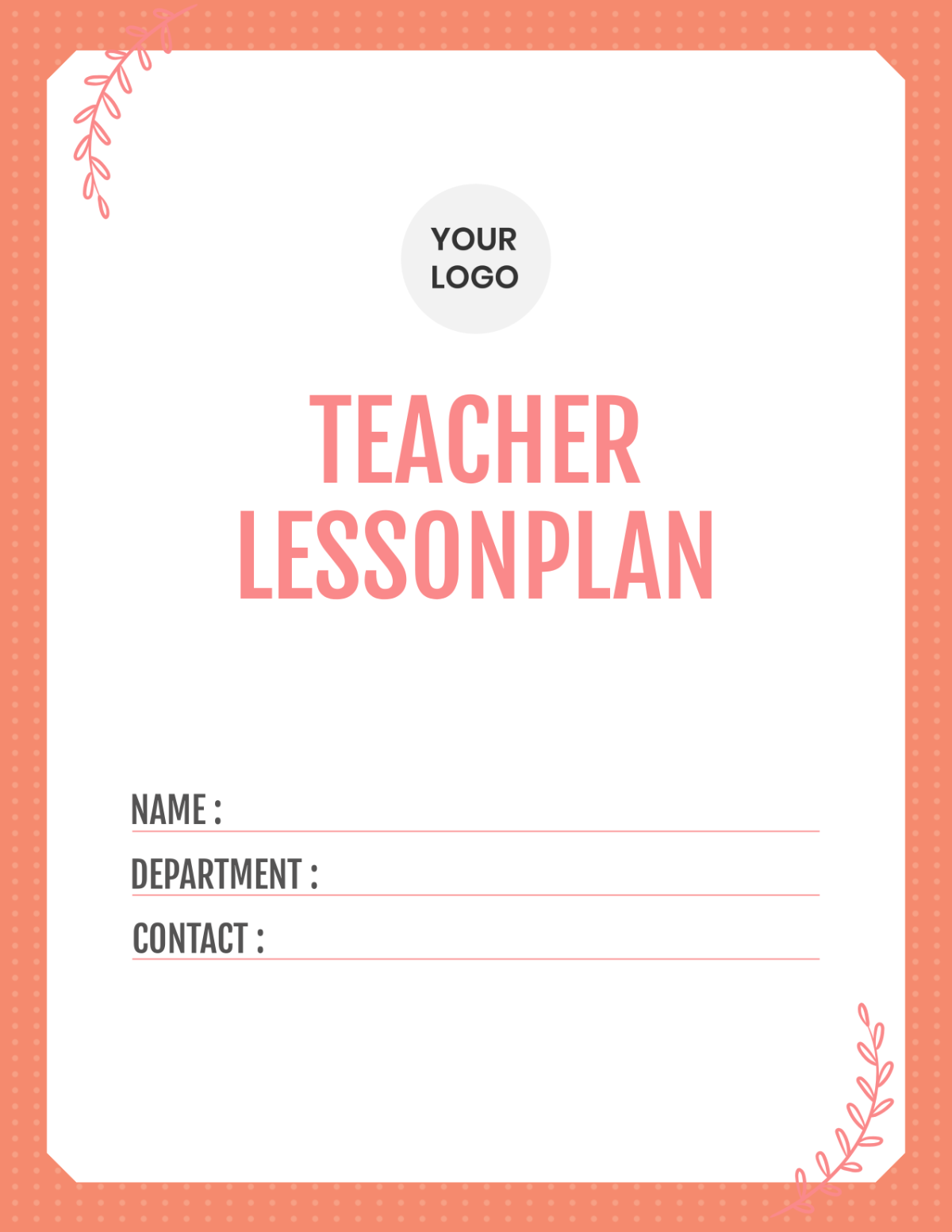 Teacher Lesson Planner Template