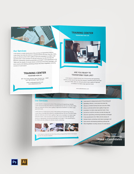 Training Center Tri-Fold Brochure Template - Illustrator, PSD ...