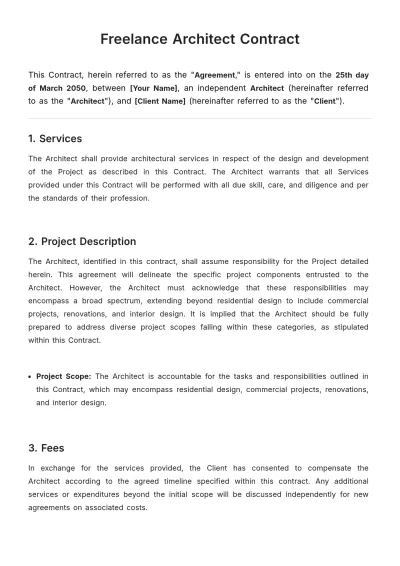 Free Freelance Architect Contract Template to Edit Online
