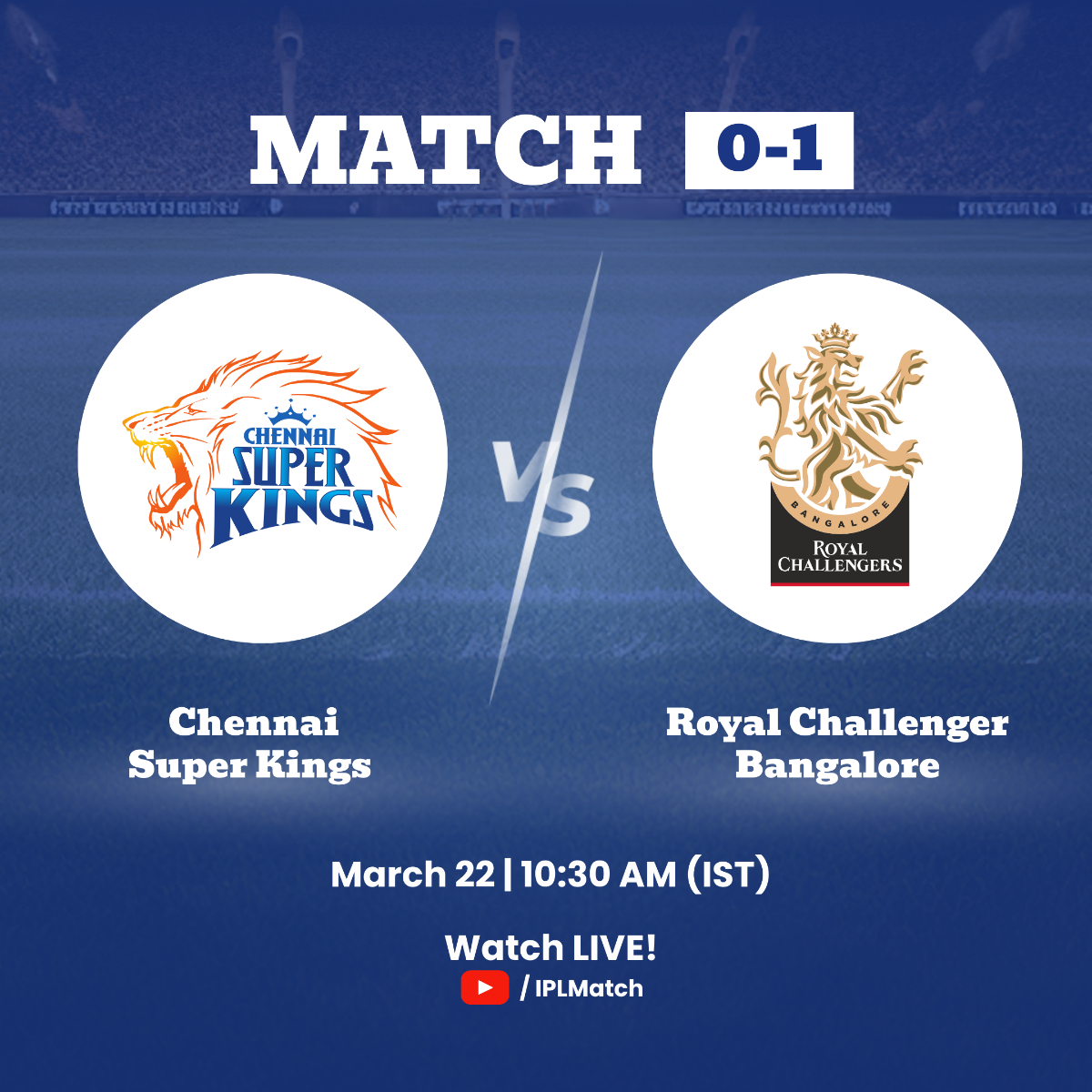 Free Chennai Super Kings Vs Royal Challengers Bangalore Social Media Post Template