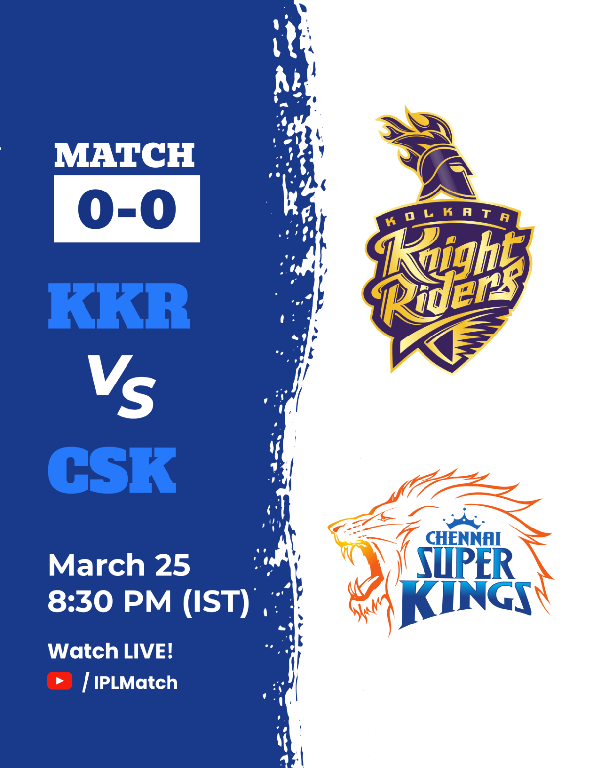 IPL Match KKR vs CSK Flyer Design Template