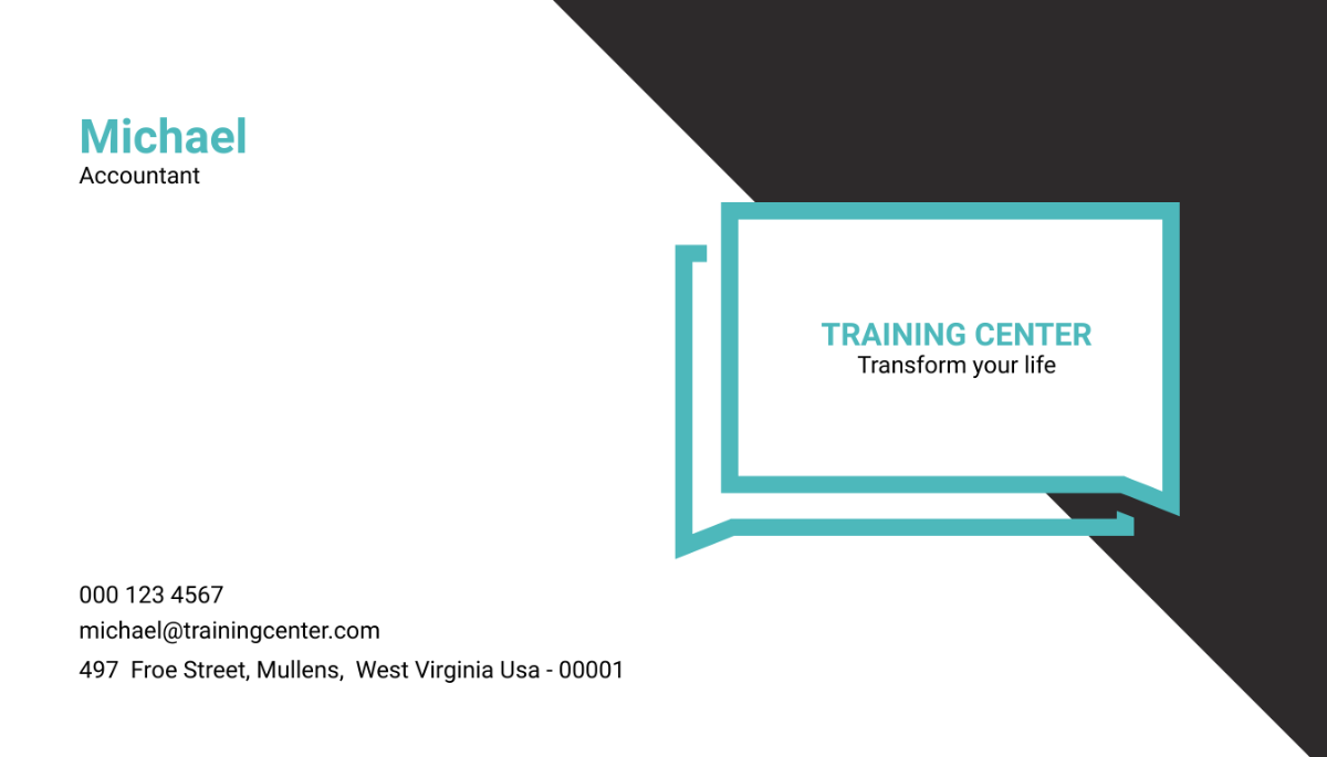 Training Center Business Card Template