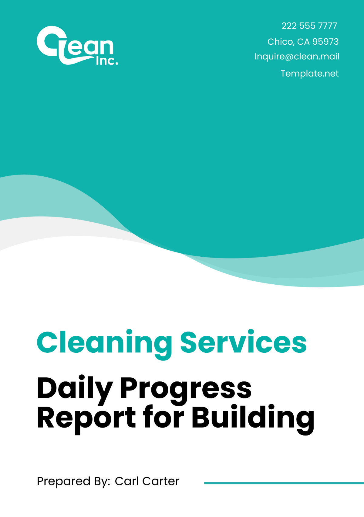 Cleaning Services  Daily Progress Report for Building Template
