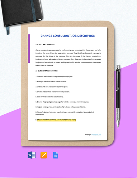 consultant change template letter management cover job ad description