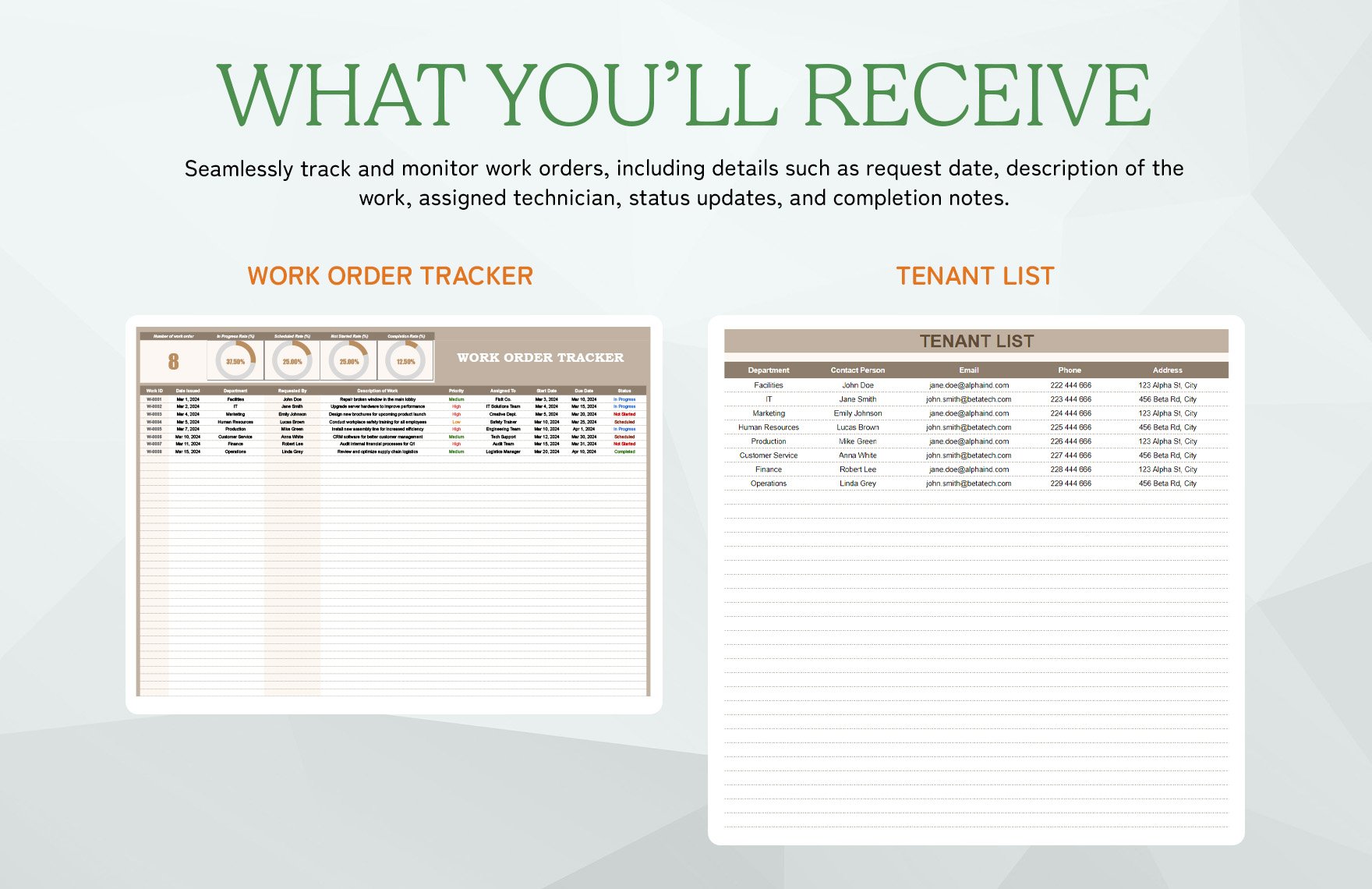 Work Order Tracker Template
