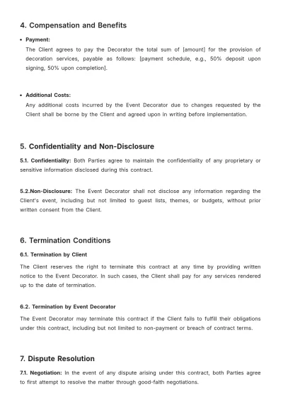 Free Event Decorator Contract Template to Edit Online