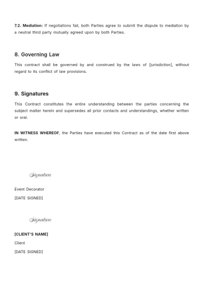 Free Event Decorator Contract Template to Edit Online