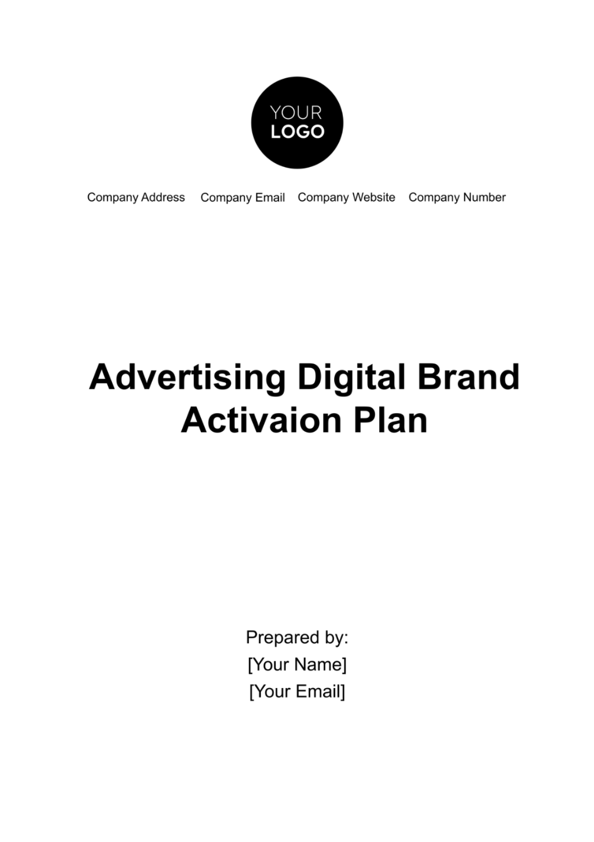 Advertising Digital Brand Activation Plan Template