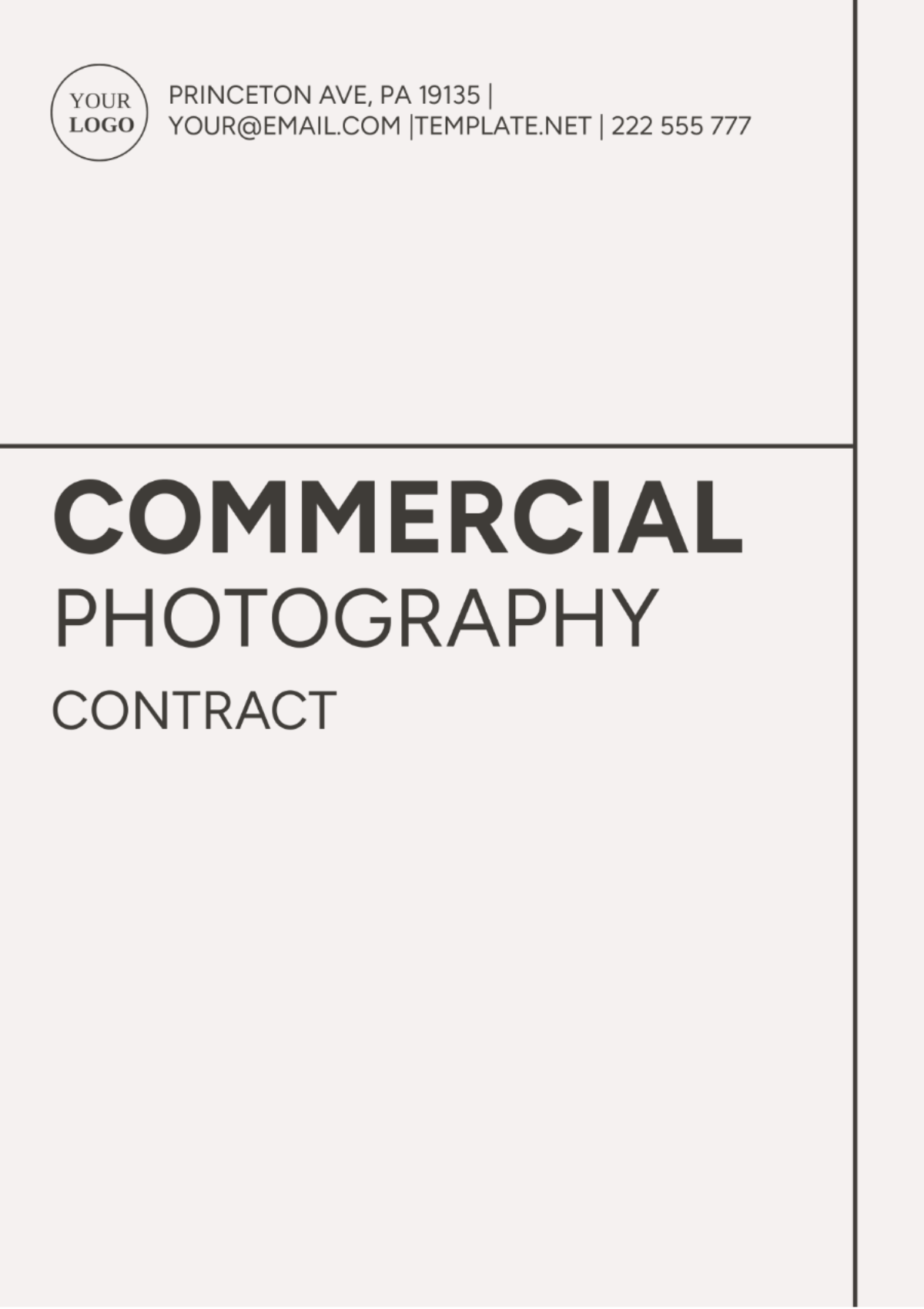 Commercial Photography Contract Template - Edit Online & Download