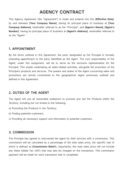 Free Agent Contract Template to Edit Online