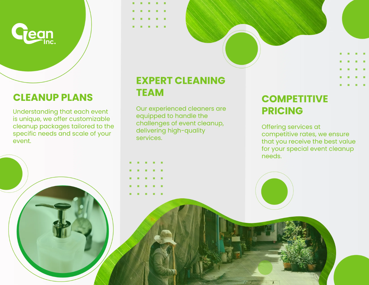 Free Special Event Cleanup Packages Brochure Template to Edit Online
