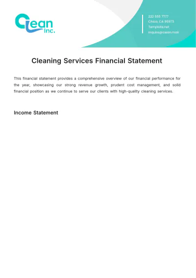 Free Cleaning Services Financial Statement Template to Edit Online