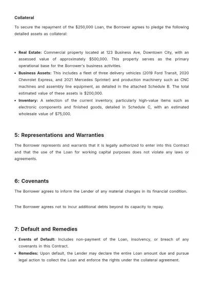 Free Business Loan Contract Template to Edit Online