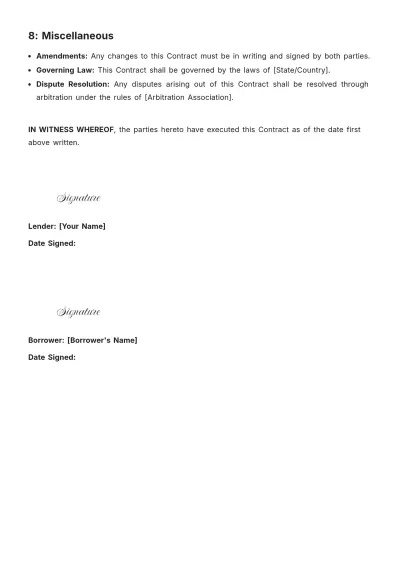Free Business Loan Contract Template to Edit Online