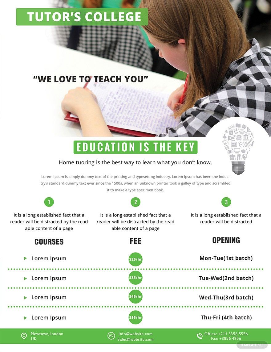 Tutoring Flyer Template in Word, Illustrator, PSD, Apple Pages, Publisher