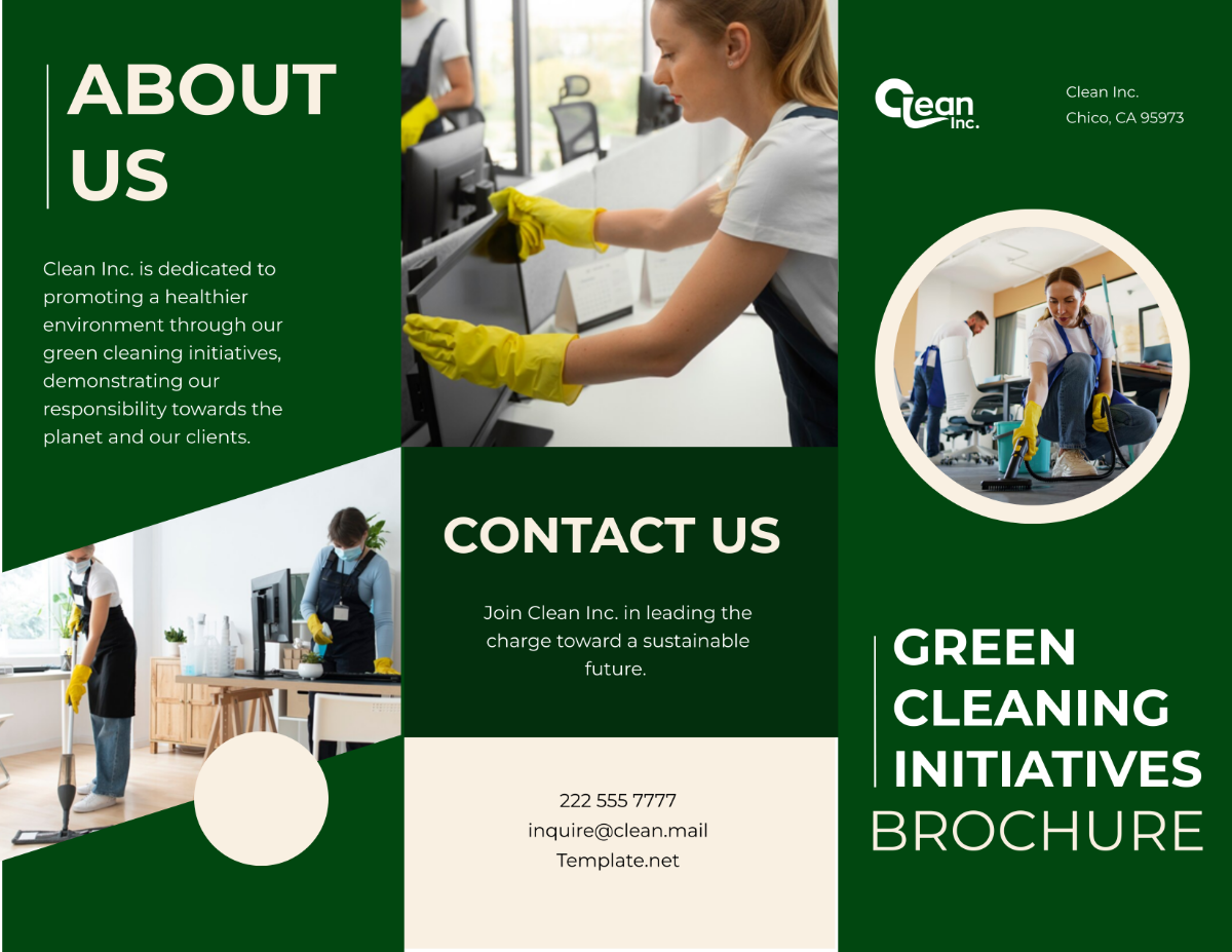 Free Green Cleaning Initiatives Brochure Template