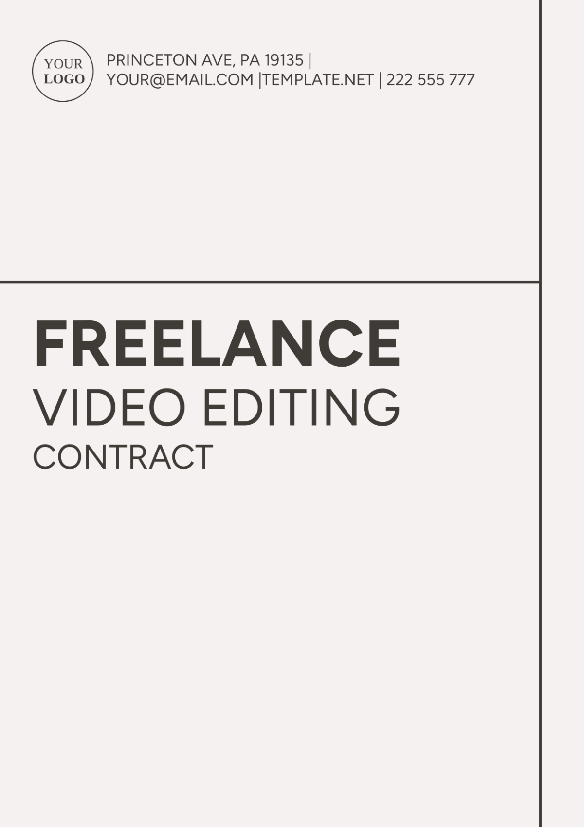 Freelance Video Editing Contract Template - Edit Online & Download