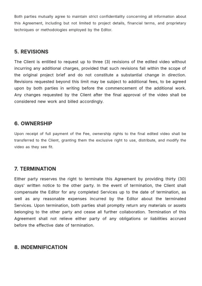 Free Freelance Video Editing Contract Template to Edit Online