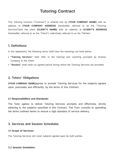Free Tutoring Contract Template to Edit Online