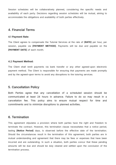 Free Tutoring Contract Template to Edit Online