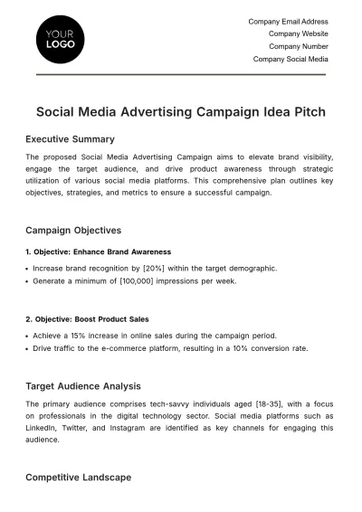 Free Social Media Advertising Campaign Idea Pitch Template to Edit Online