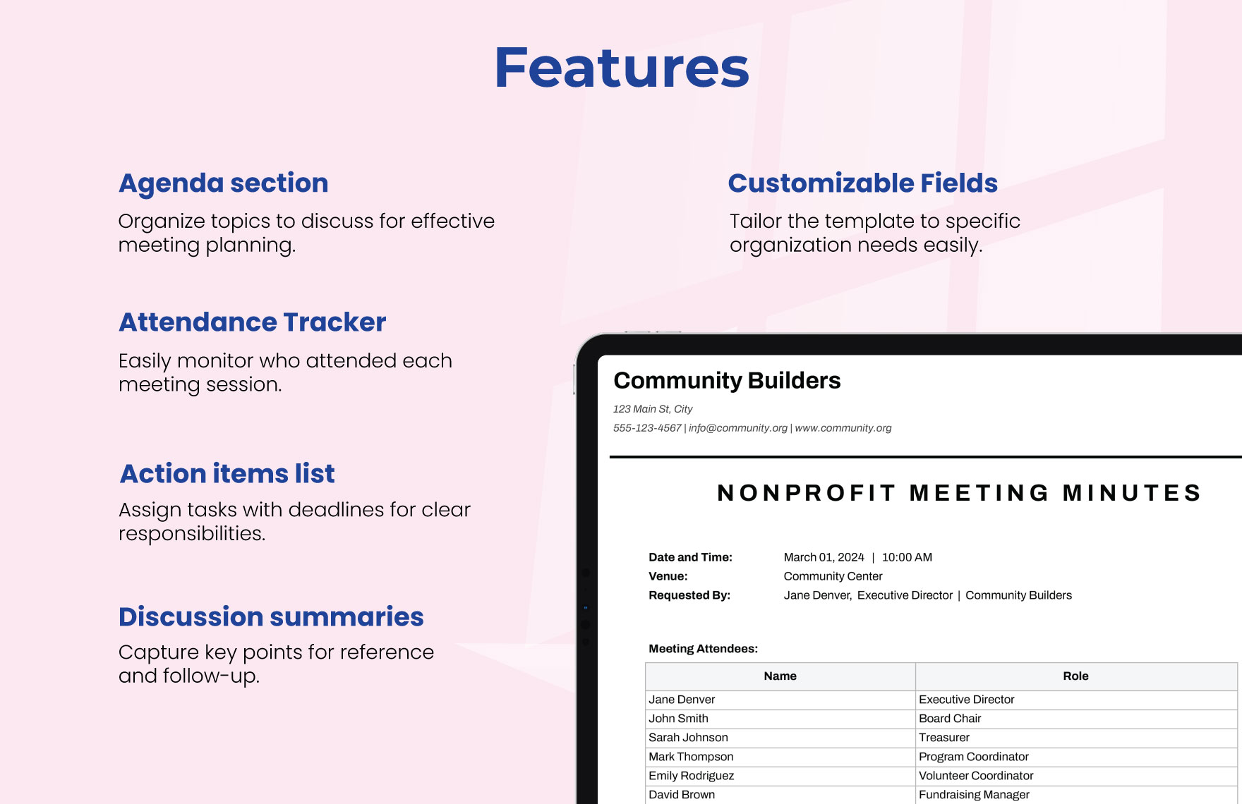 Nonprofit Meeting Minutes Template