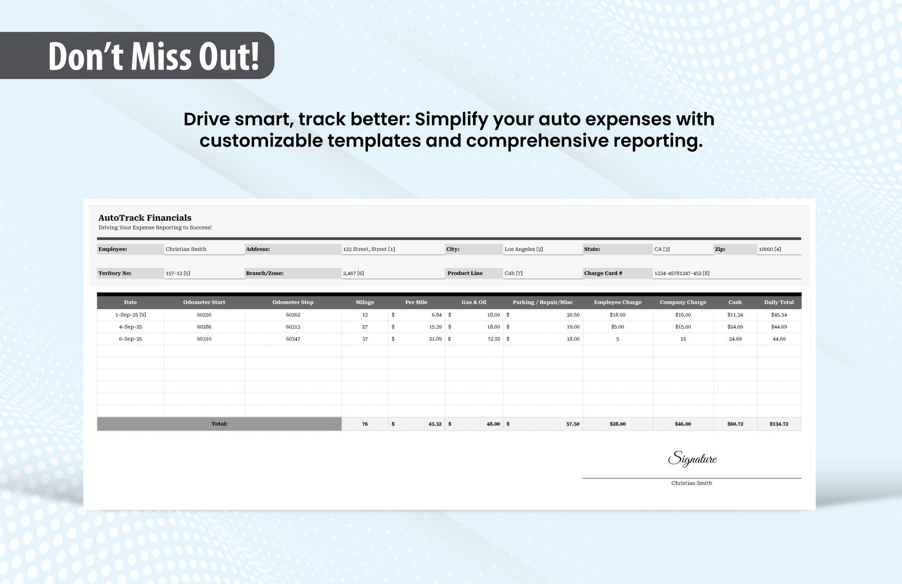 Auto Expense Report Template