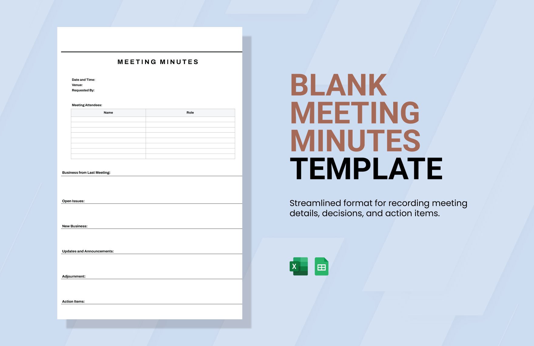 Blank Meeting Minutes Template in Excel, Google Sheets