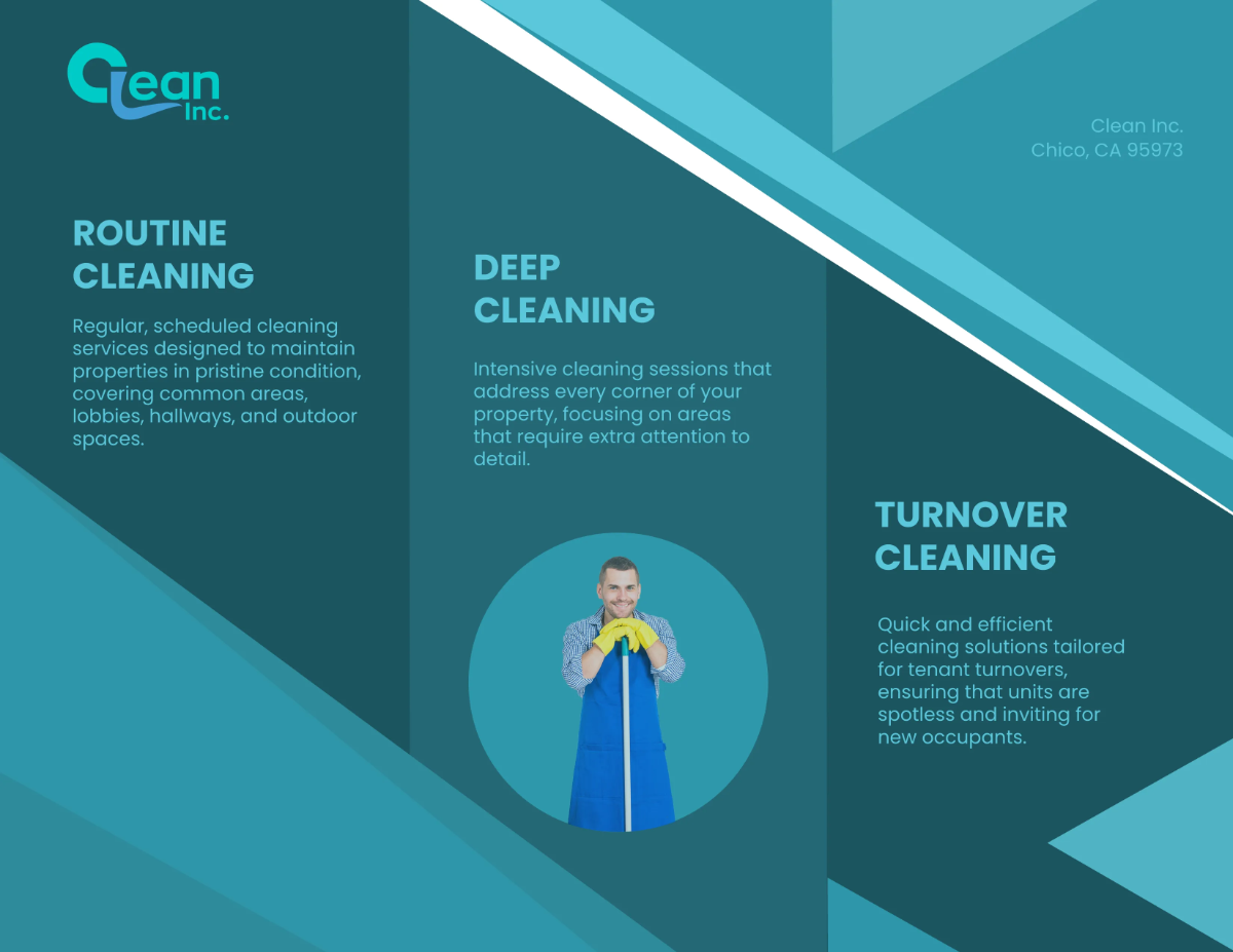 Free Property Management Cleaning Solutions Brochure Template to Edit Online