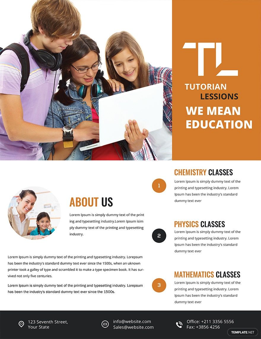 Academic Tutoring Flyer Template in Word, Illustrator, PSD, Apple Pages, Publisher
