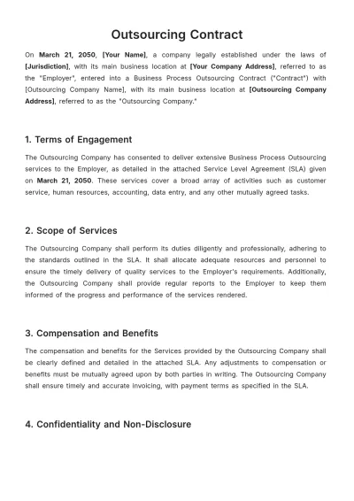 Free Outsourcing Contract Template to Edit Online