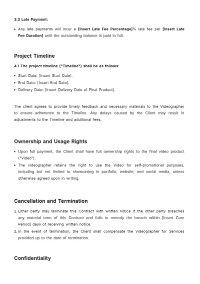 Free Freelance Videographer Contract Template to Edit Online
