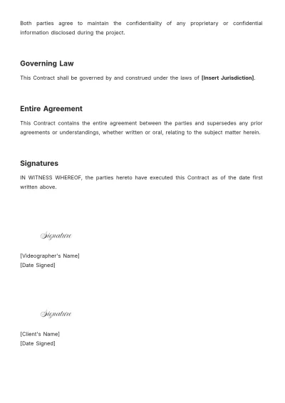 Free Freelance Videographer Contract Template to Edit Online