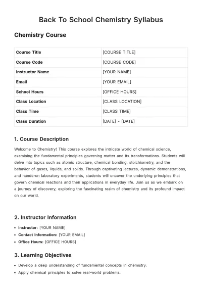 Free Back To School Chemistry Syllabus Template to Edit Online