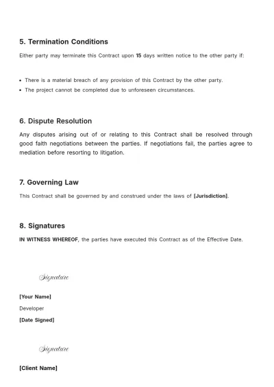Free Freelance Developer Contract Template to Edit Online