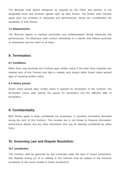 Free Musician Contract Template to Edit Online