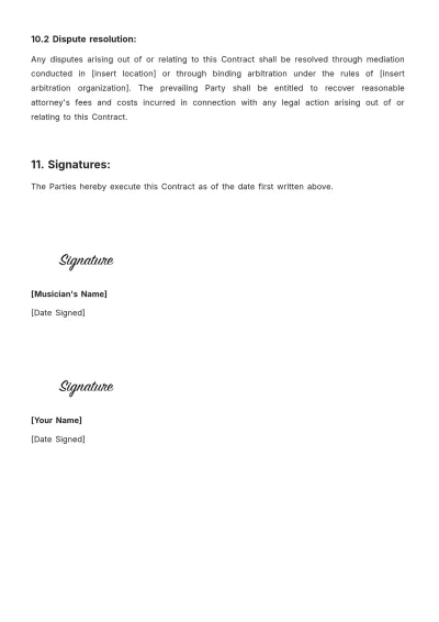 Free Musician Contract Template to Edit Online