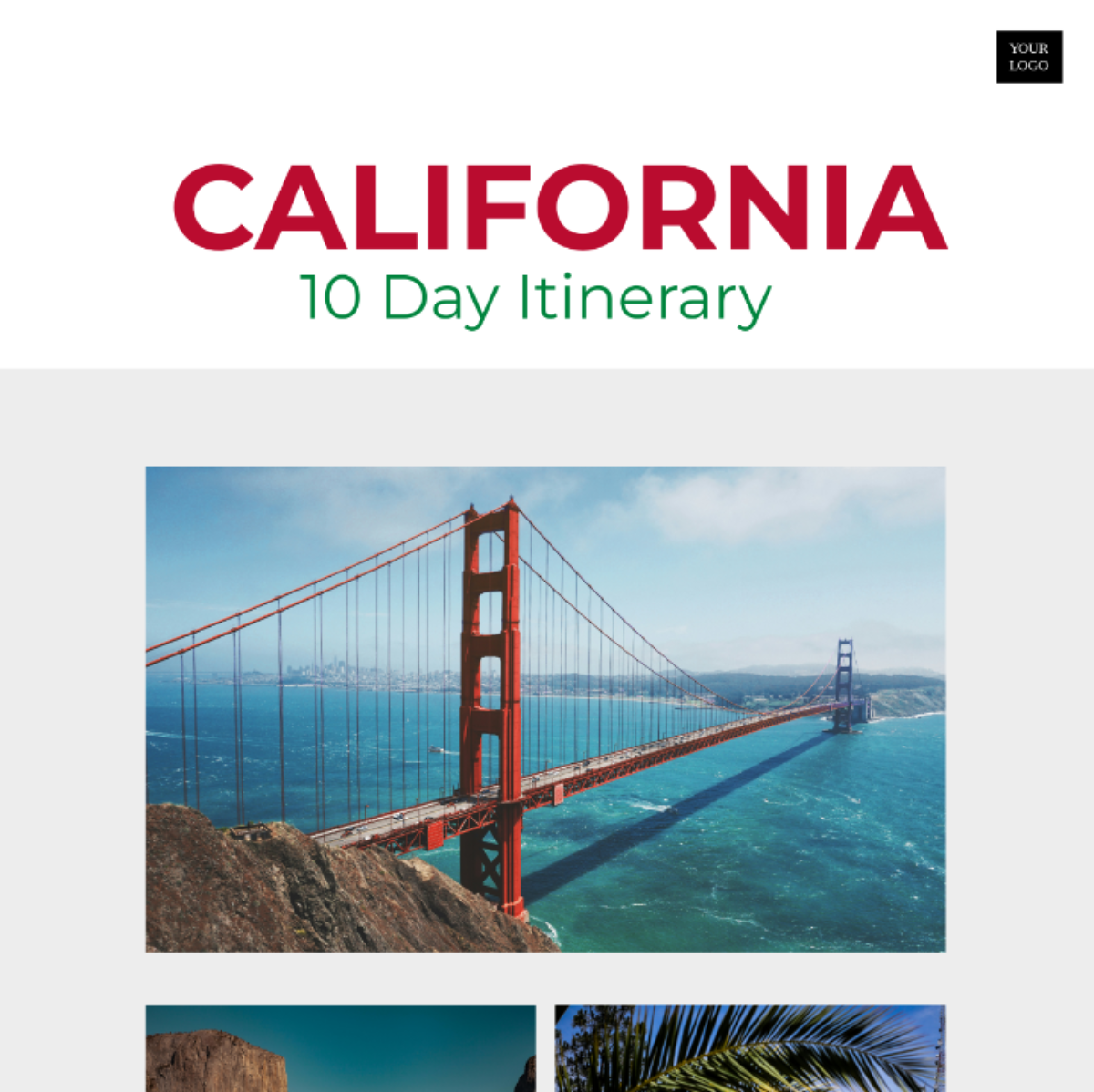 10 Day California Itinerary Template - Edit Online & Download