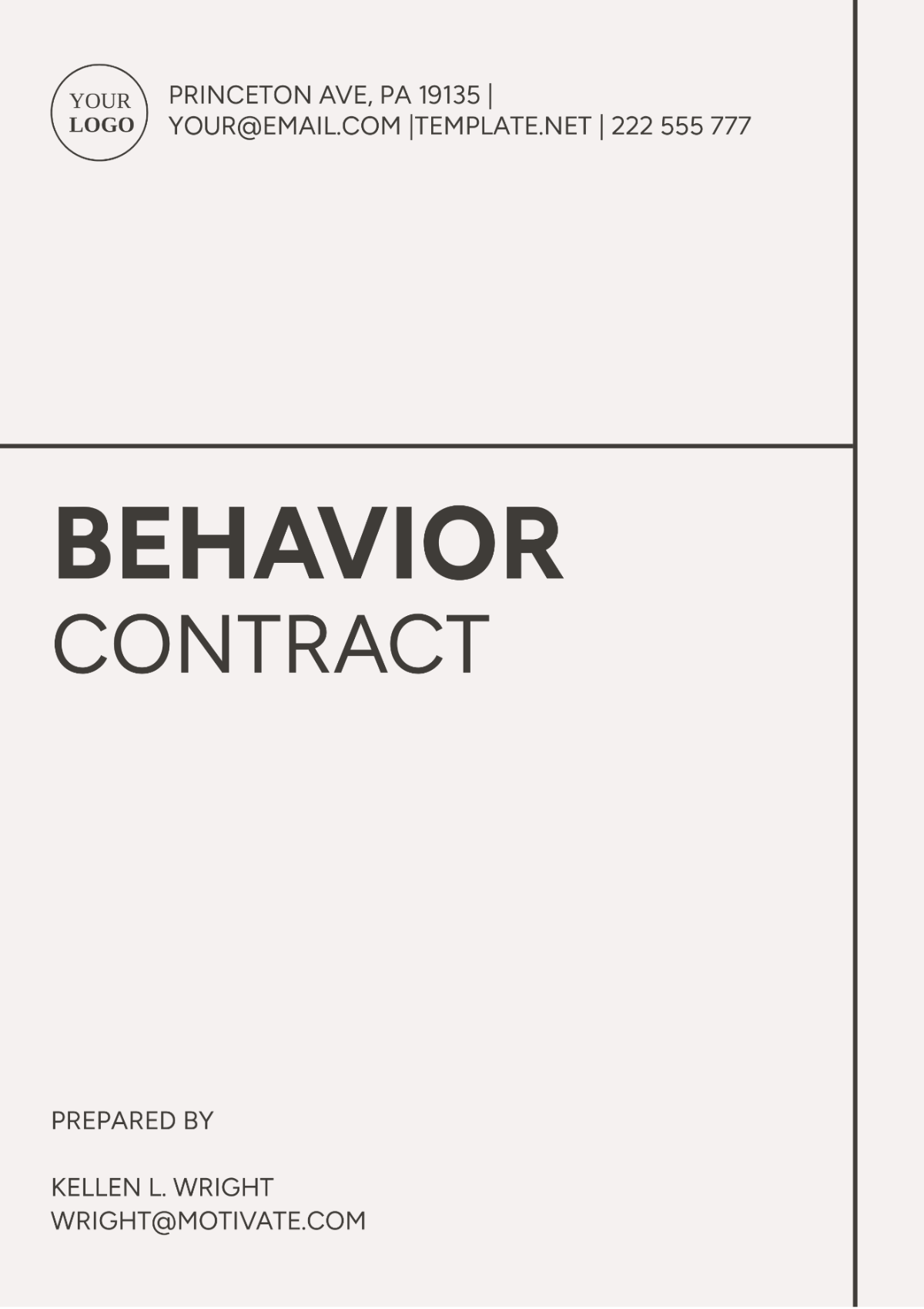 Behaviour Contract Template Template - Edit Online & Download