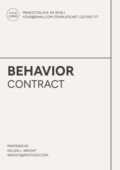 Free Behaviour Contract Template Template to Edit Online