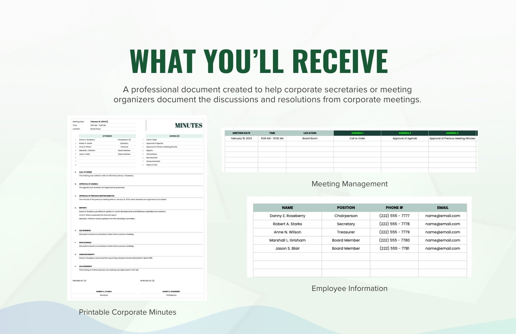 Printable Corporate Minutes Template